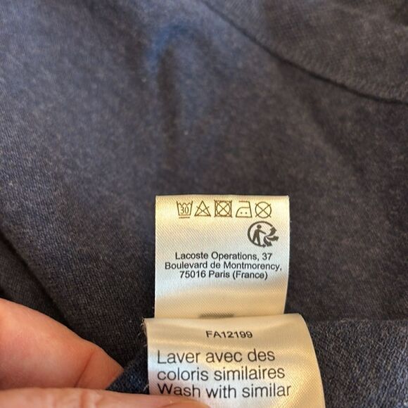 Lacoste Polo Navy Shirt Short Sleeve Knit Crocodile Logo Size L Slim Fit - Picture 8 of 8